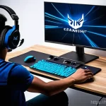 외장 그래픽카드 도킹 스테이션 활용 - **High-Performance Gaming Setup with eGPU**
    "A young adult gamer, approximately 18-25 years old,...