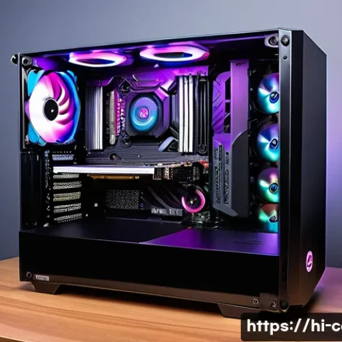4K 게임 플레이를 위한 PC 구성 - A high-end gaming PC setup focused on 4K gaming, featuring a sleek NVIDIA RTX 3080 graphics card pro...