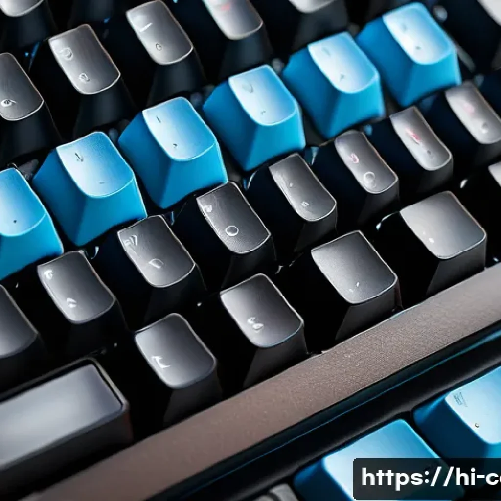 커스텀 키보드 조립 가이드 - A high-detail custom mechanical keyboard assembly scene featuring a variety of switches&mdash;red, blue, a...