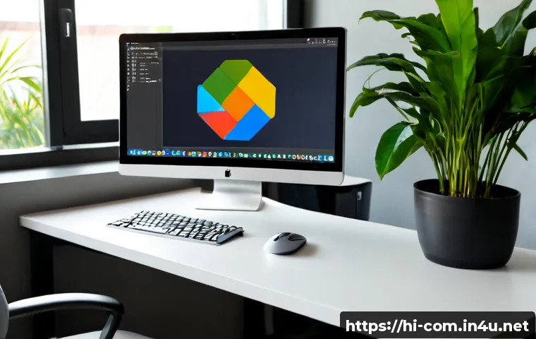 Home 17 최고의 작업용 모니터 추천 - Photorealistic modern home office featuring a large high-resolution work monitor on an ergonomic des...